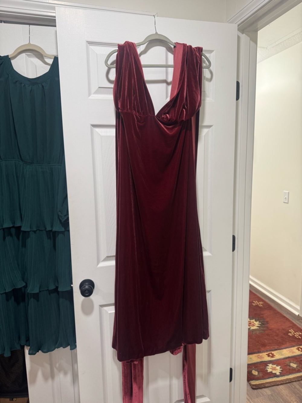 Revelry Velvet Wrap Bridesmaid Dress in Burgundy